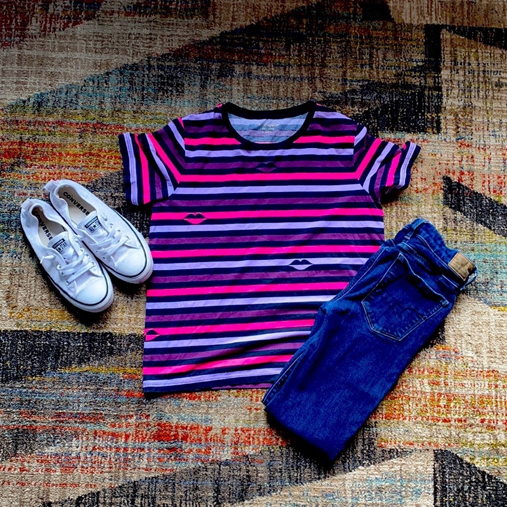 Kate Spade Lips Stripe Tee.